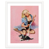 Sexy Pinup Girl Playing With Her Cat thumbnail