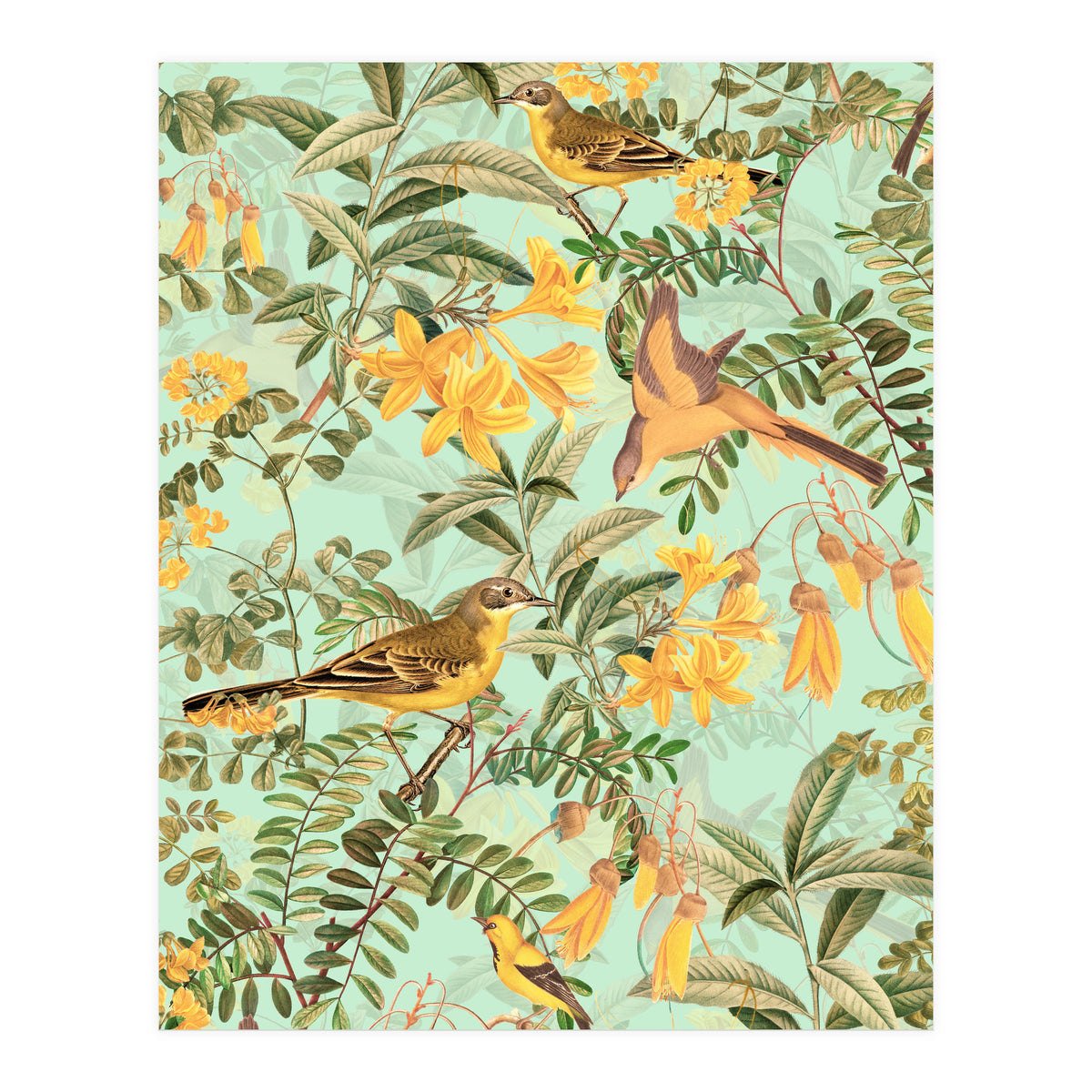 Yellow Birds in Tropical Jungle Paradise (Print Only)