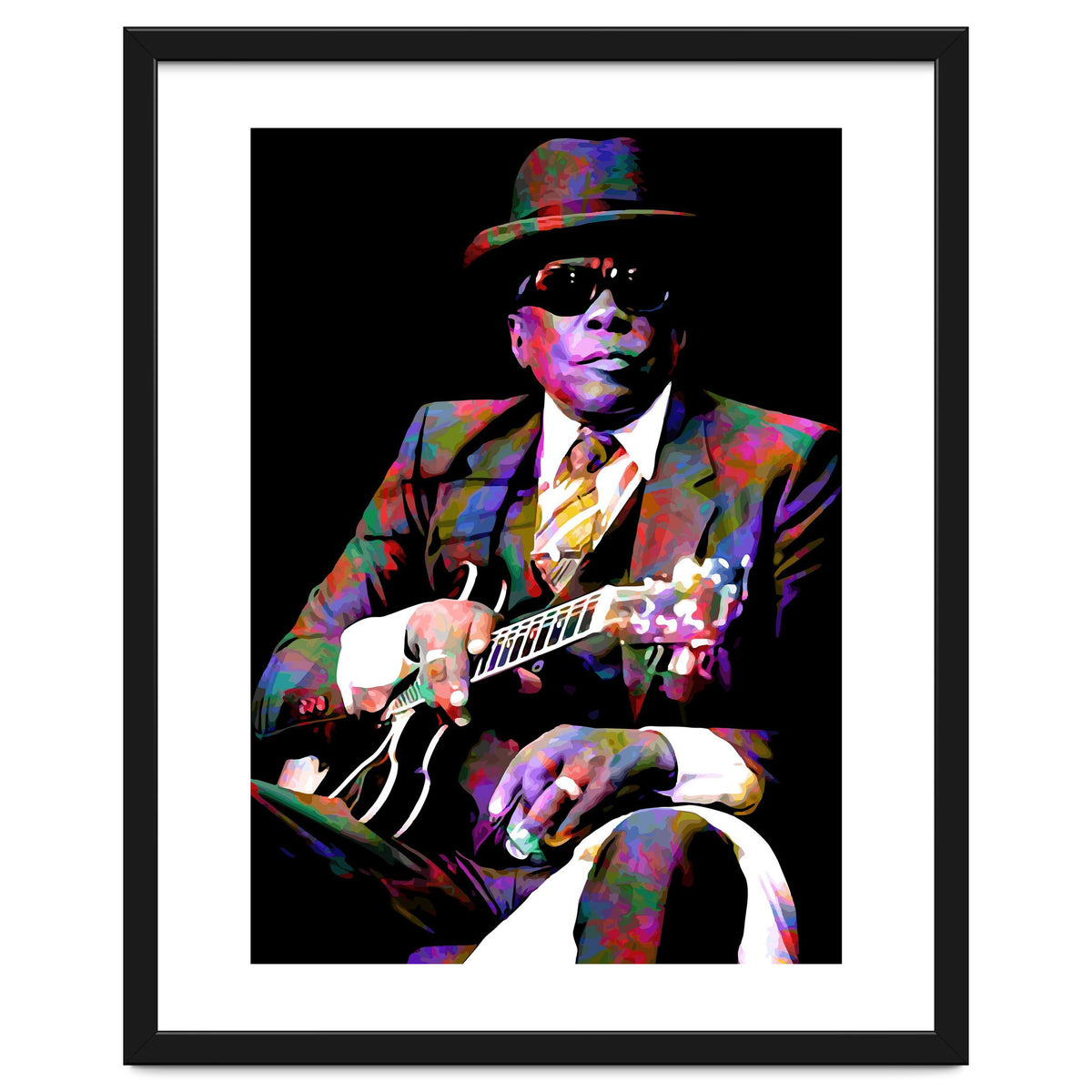 John Lee Hooker American Blues Musician Legend Colorful Art