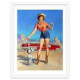 Pinup Cowgirl Showing A New Dog Trick thumbnail