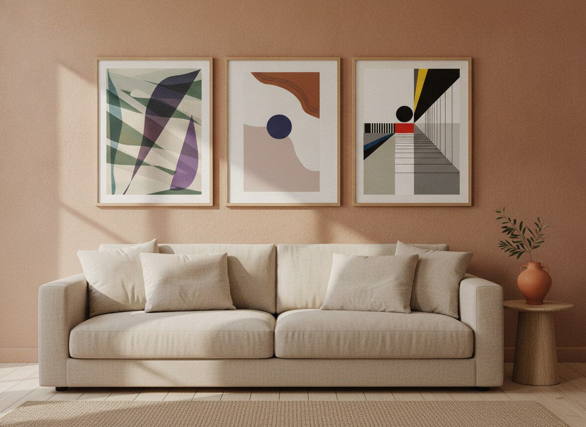 Soft Abstract Geometries Gallery Wall Set arrangement