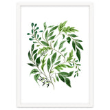Botanical Abundance, Fresh Green Nature Watercolor Painting, Vibrant Leaves Minimal Illustration thumbnail
