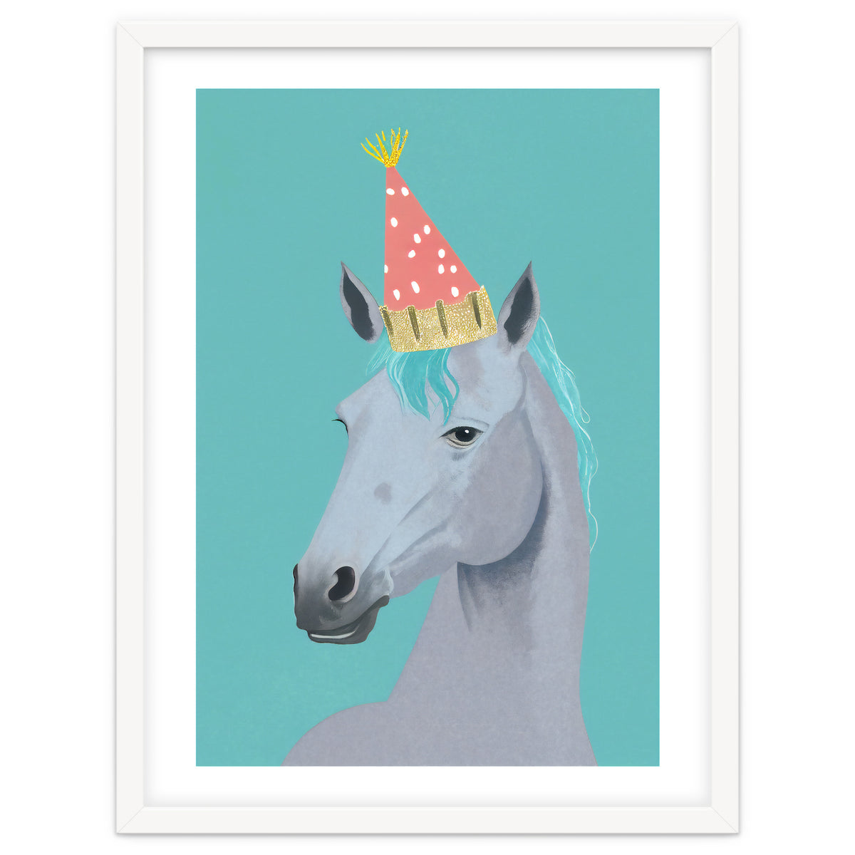 Horse with Party Hat Portrait