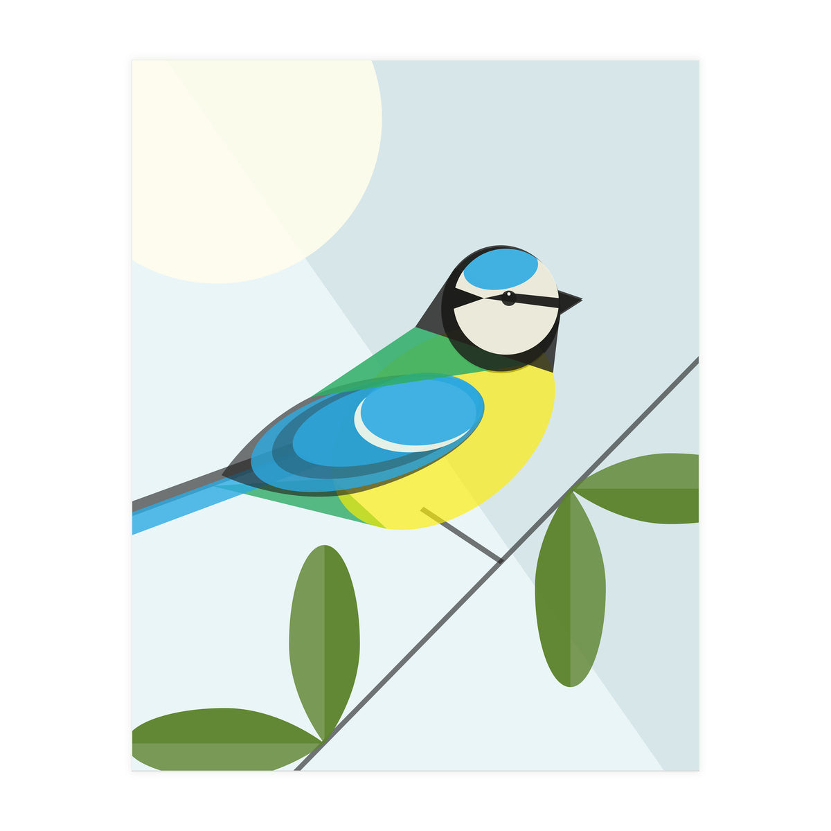 Mid Century Geometric Blue Tit (Print Only)
