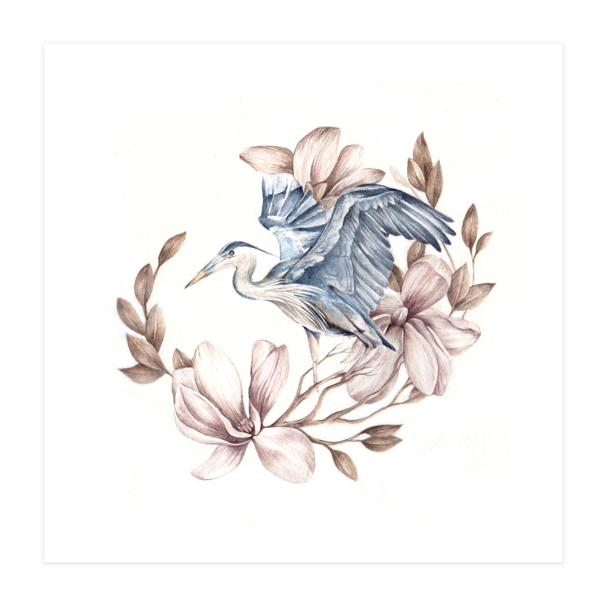 Crane and Flowers (Print Only)