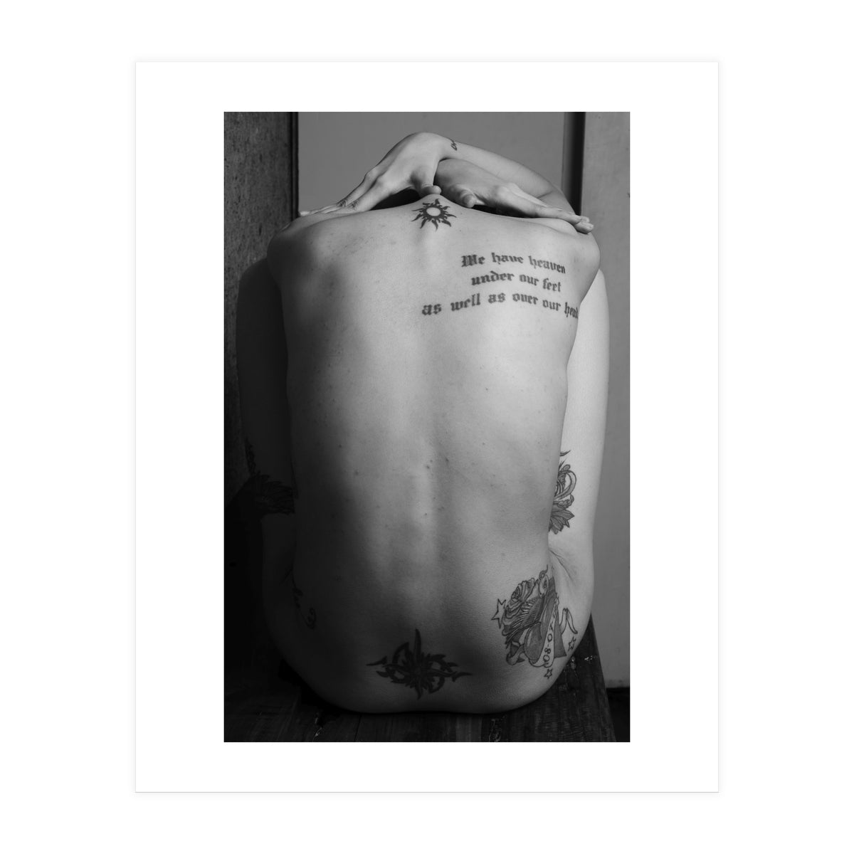 Naked body with saying as tattoo (Print Only)