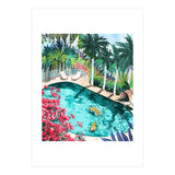 Luxury Tiger Villa illustration, Architecture Travel Nature Painting, Hotel Landscape Garden (Print Only) thumbnail