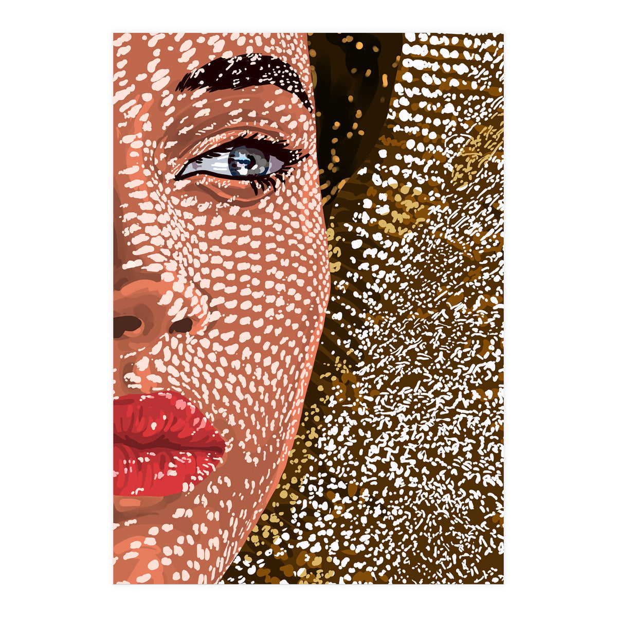 Under The Jute Hat, Bohemian Woman Fashion Painting (Print Only)