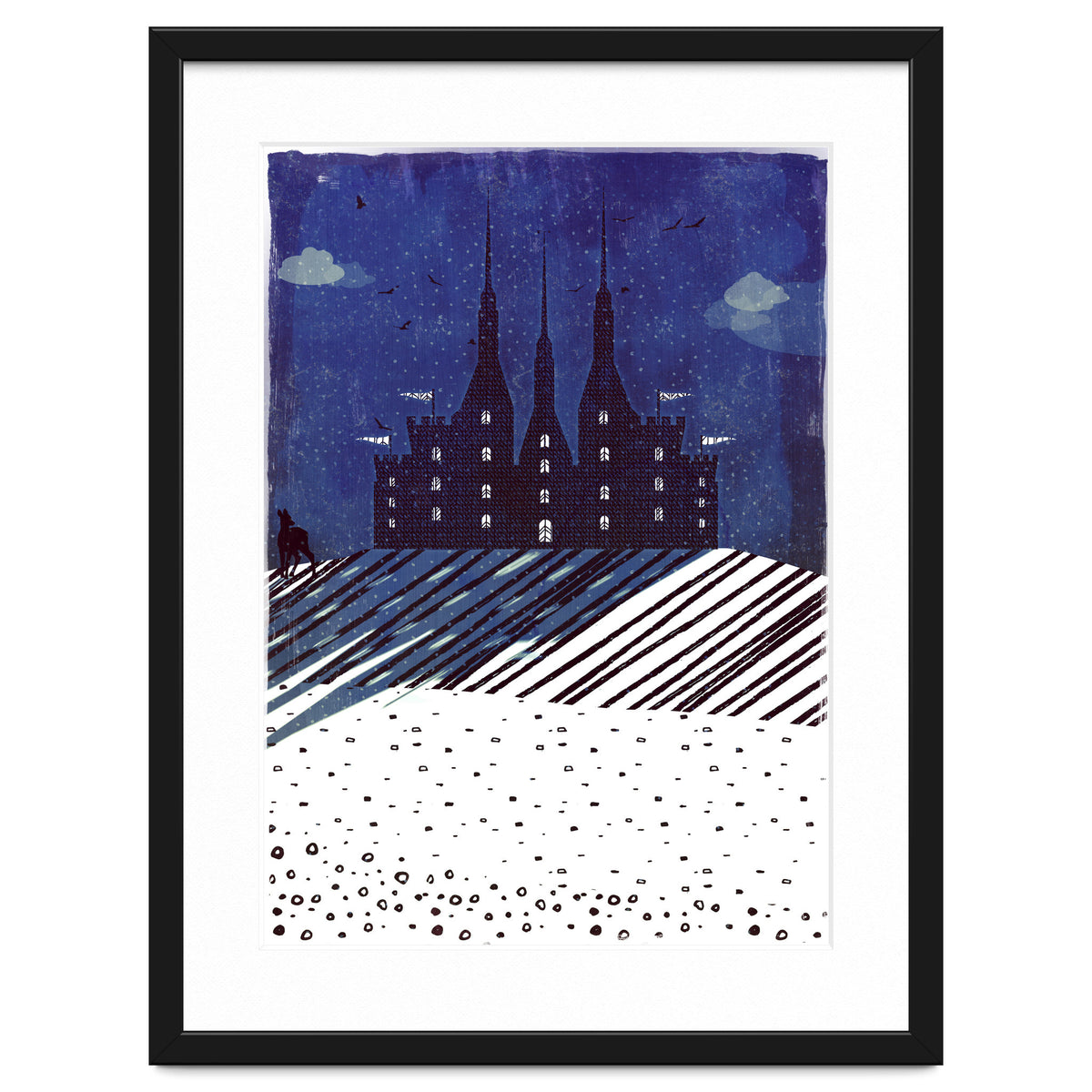 Castle on the hill at night