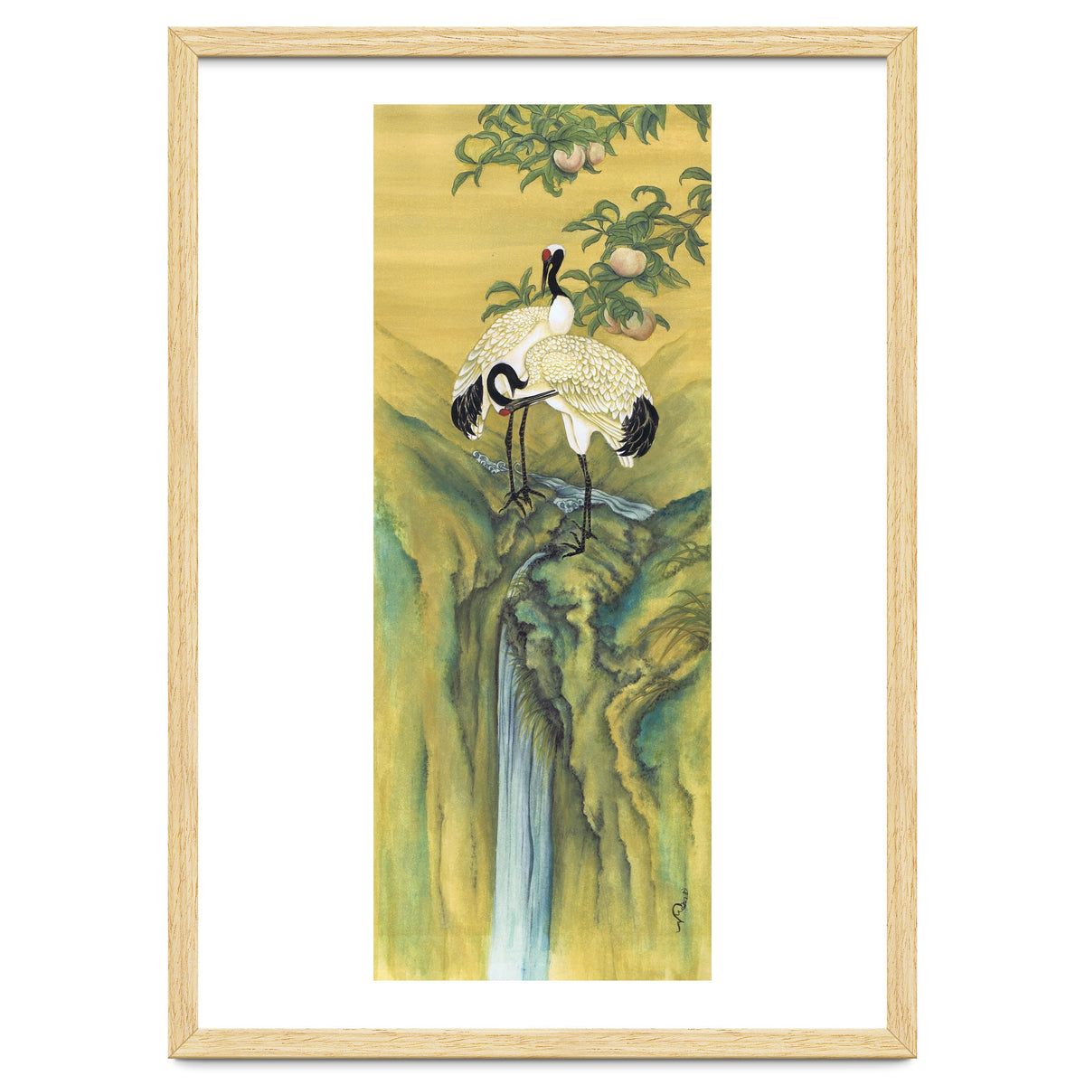 Cranes At The Top Of A Waterfall