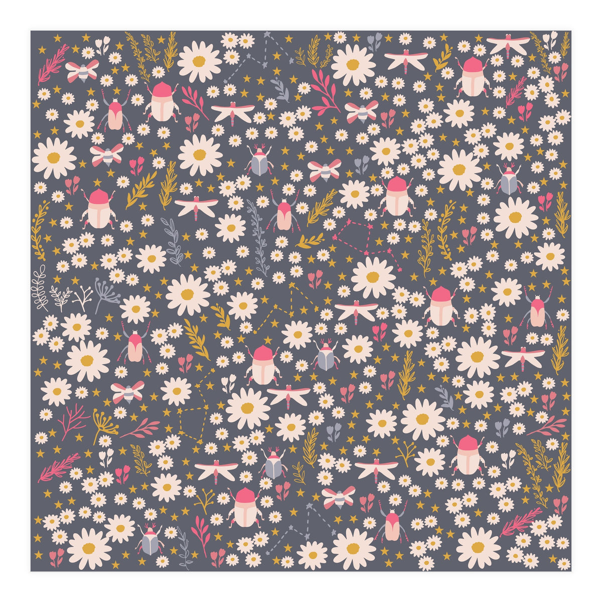 Cute bugs on a meadow (Print Only)