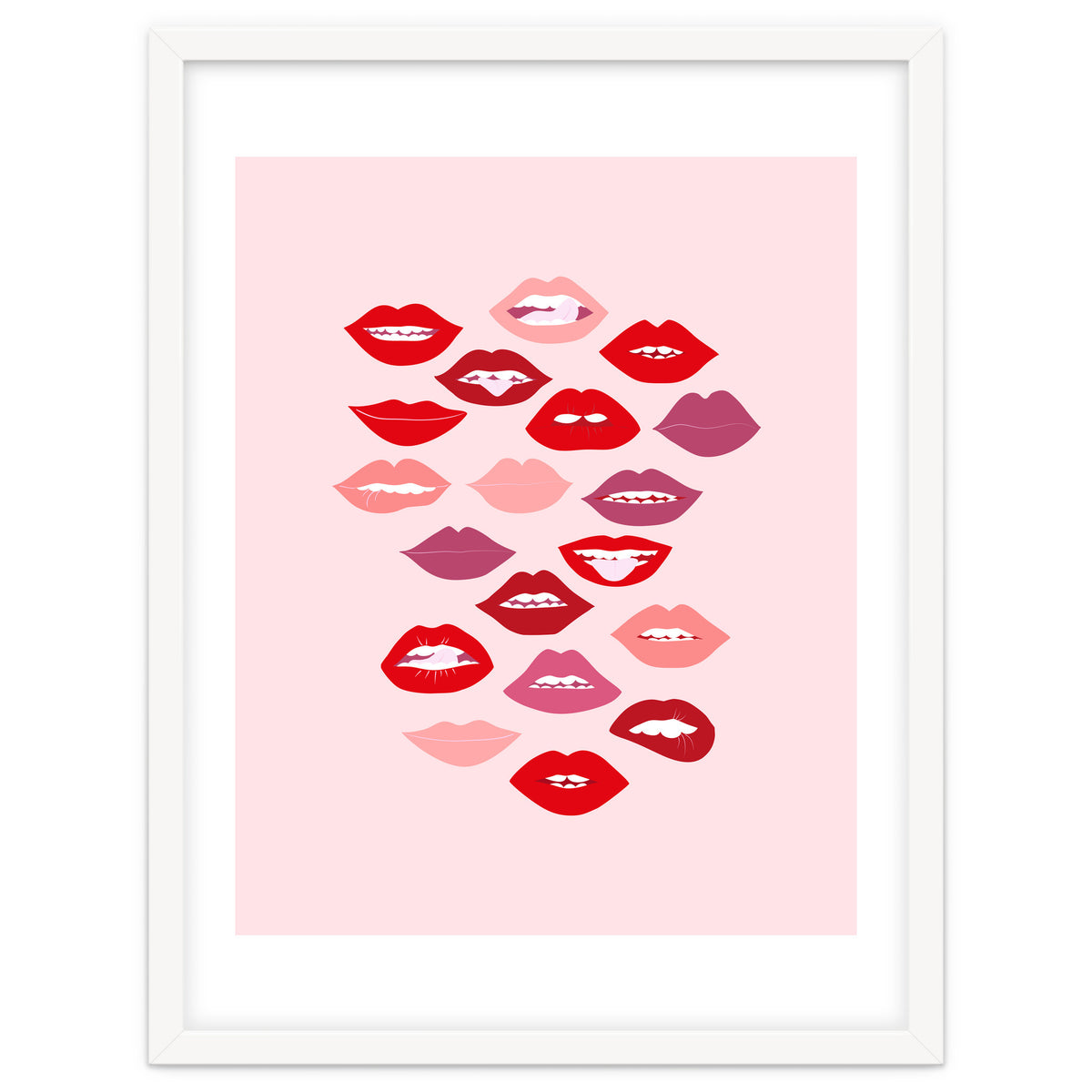 Lips Red with Pink Background