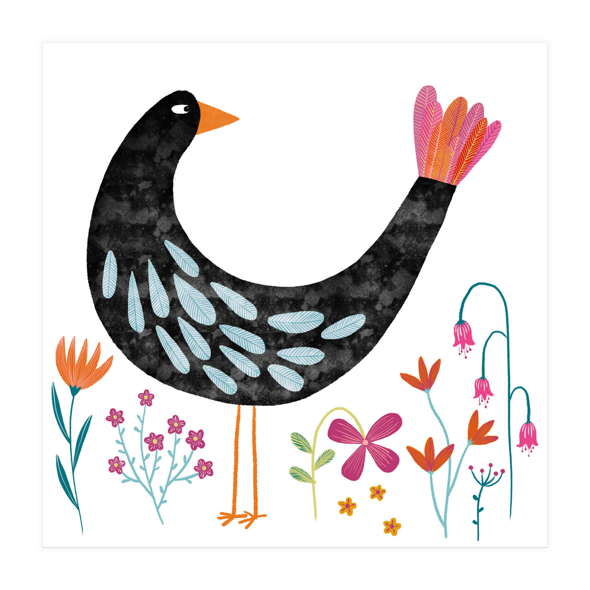 Bird with a Fancy Tail (Print Only)