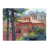 Sunny city landscape. Watercolor (Print Only)