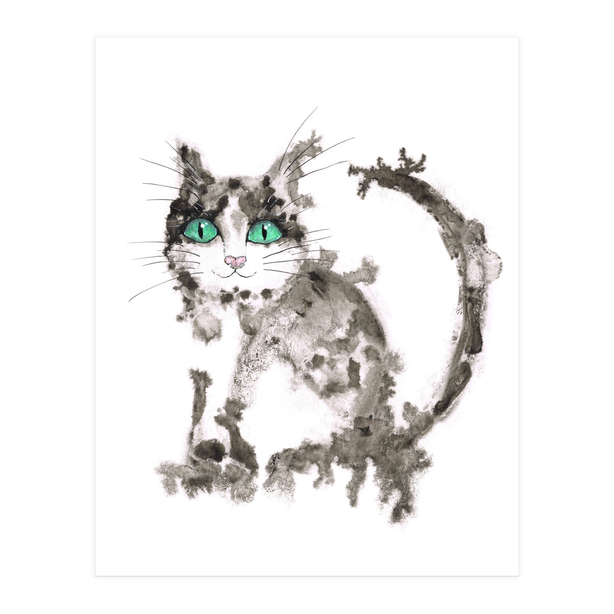 Black wet ink cat (Print Only)
