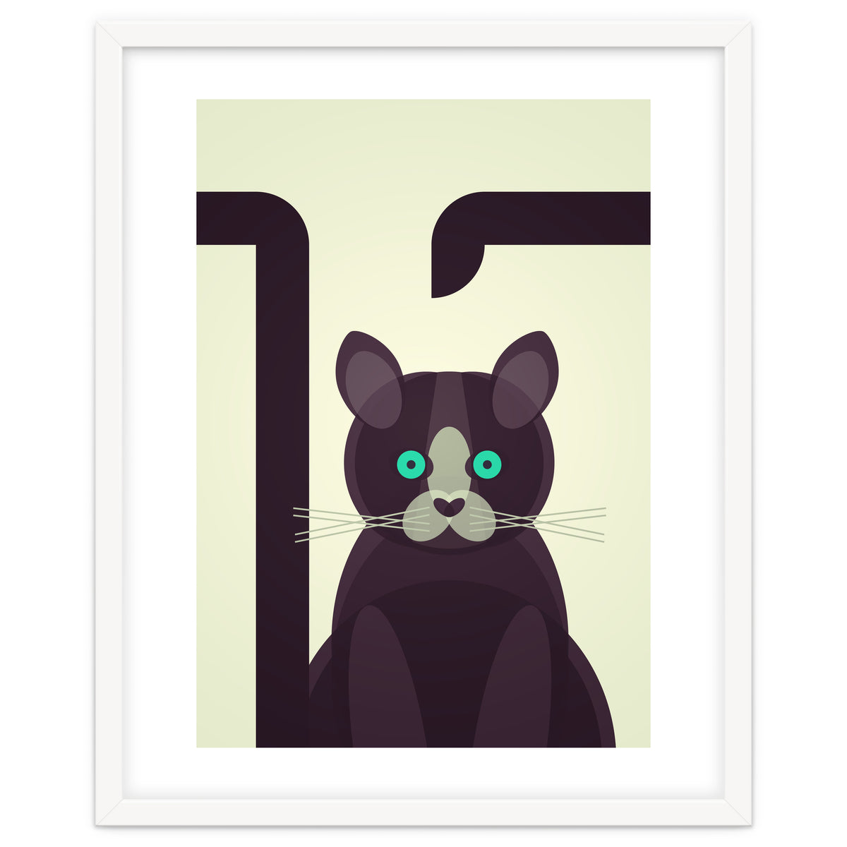 Mid Century Geometric Black Cat