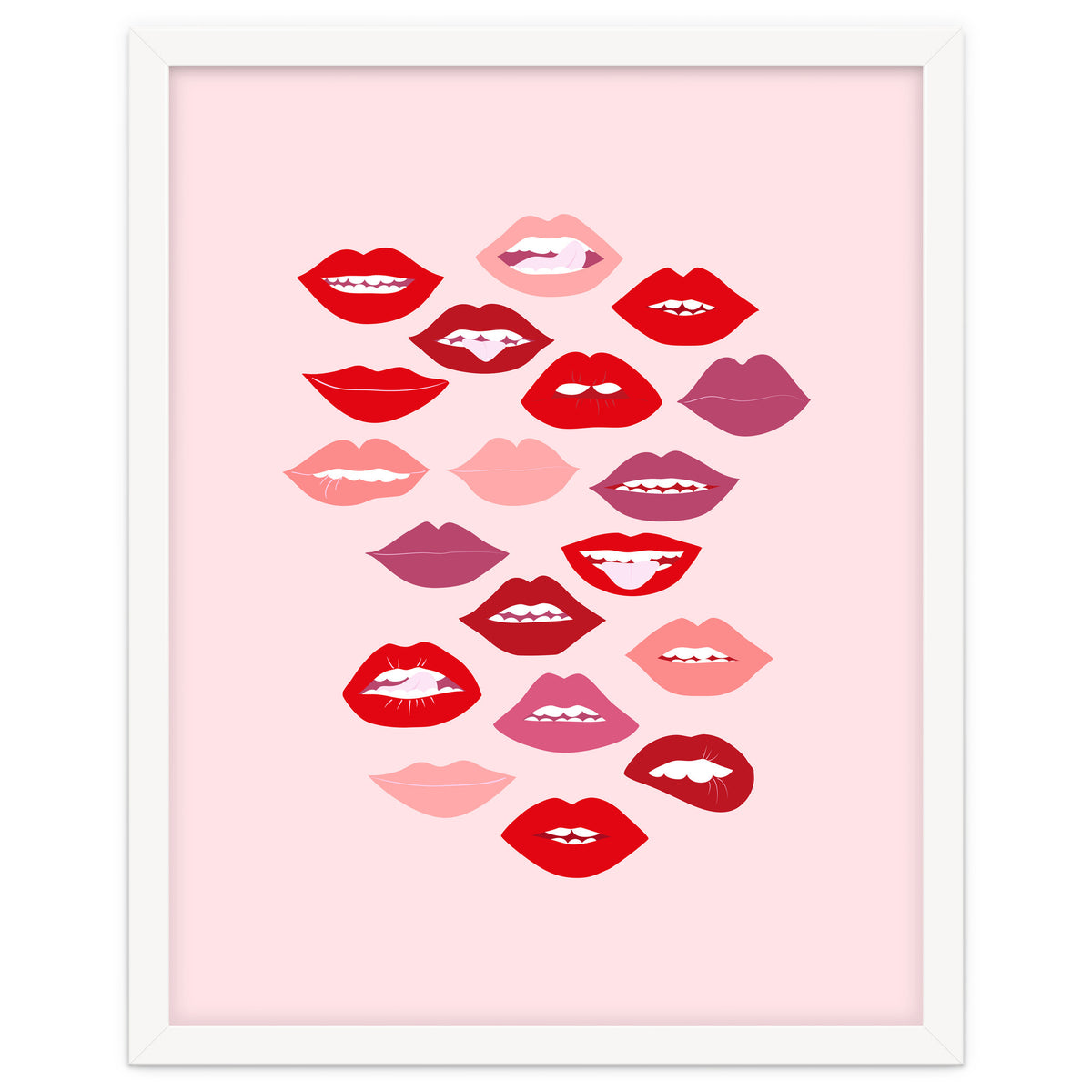 Lips Red with Pink Background