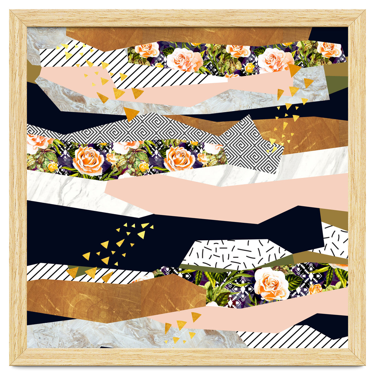 Collage of textured shapes and flowers