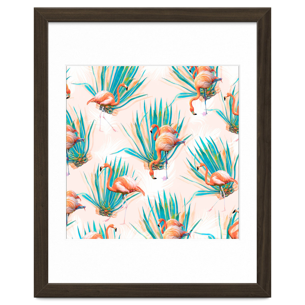 Anaglyph Flamingos with cactus