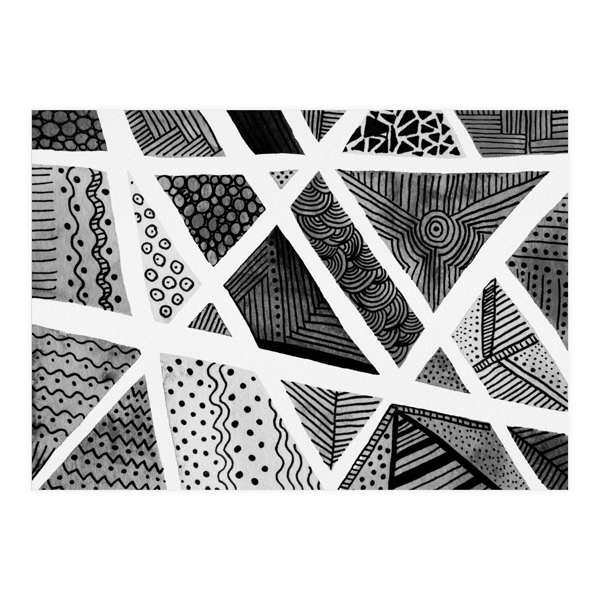 Geometric doodle pattern in black and white (Print Only)