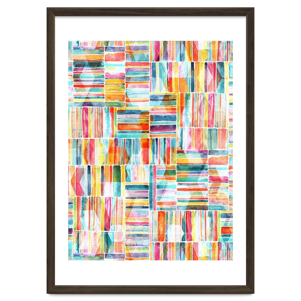 Summer Pastel Geometric and Striped Abstract on white