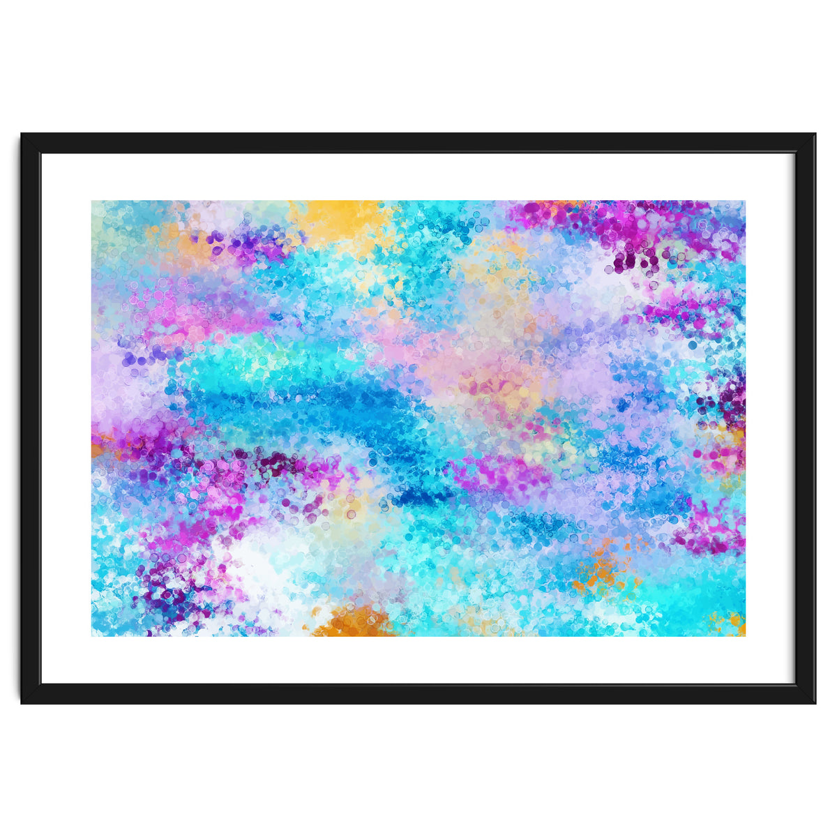 Mixed Emotions, Abstract Blue Colorful Painting, Eclectic Modern Bohemian Shapes Ocean