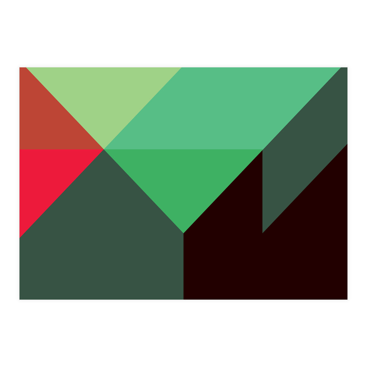 Geometric Shapes No. 30 - red, green & black (Print Only)