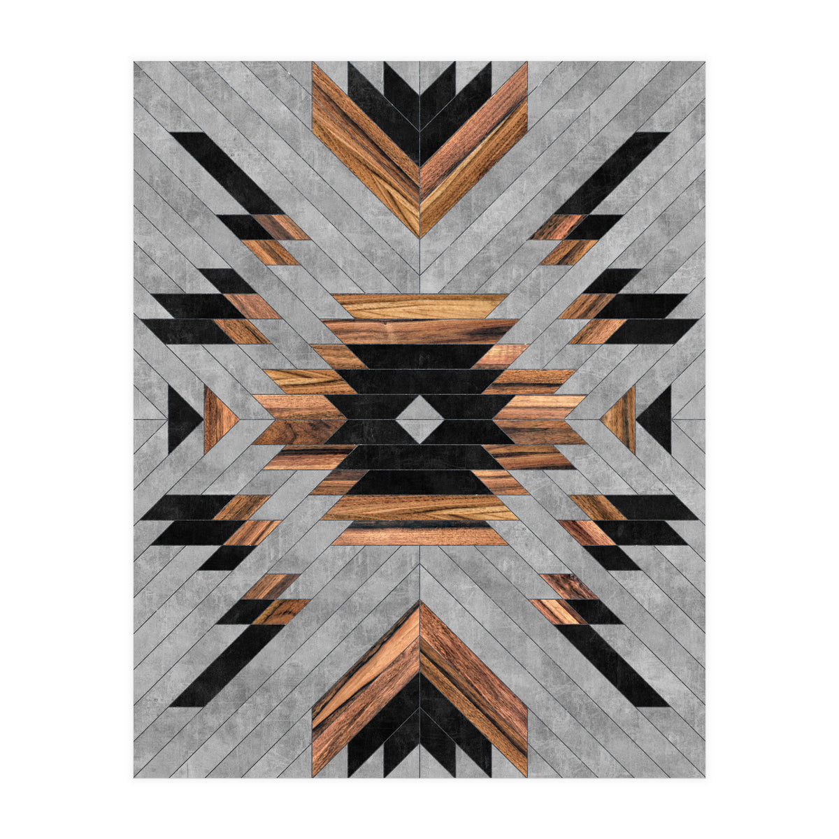 Urban Tribal Pattern No.6 - Aztec - Concrete and Wood (Print Only)