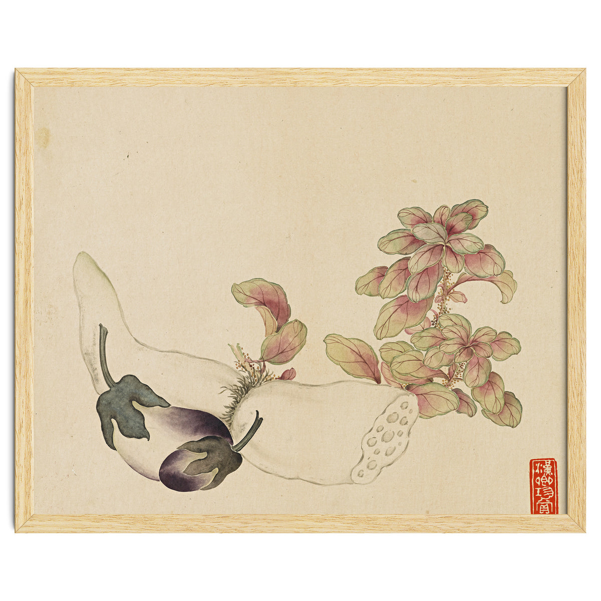 Wang Chengyu ~flowers, Vegetables, Fruits, Eggplant, Lotus Root