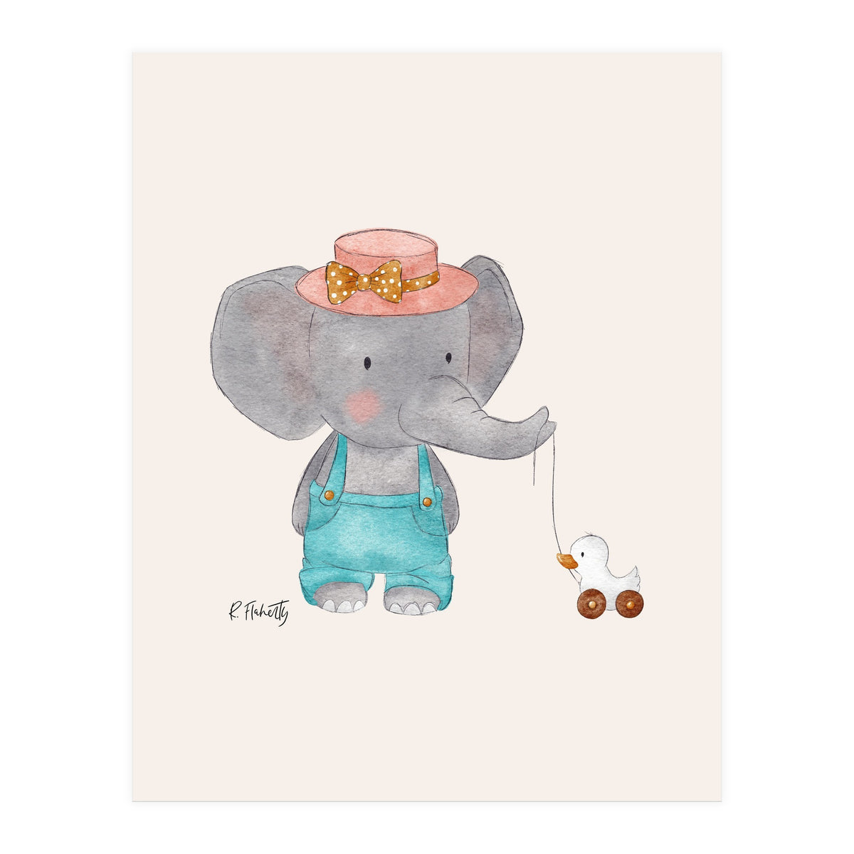 Baby Elephant And Duck (Print Only)