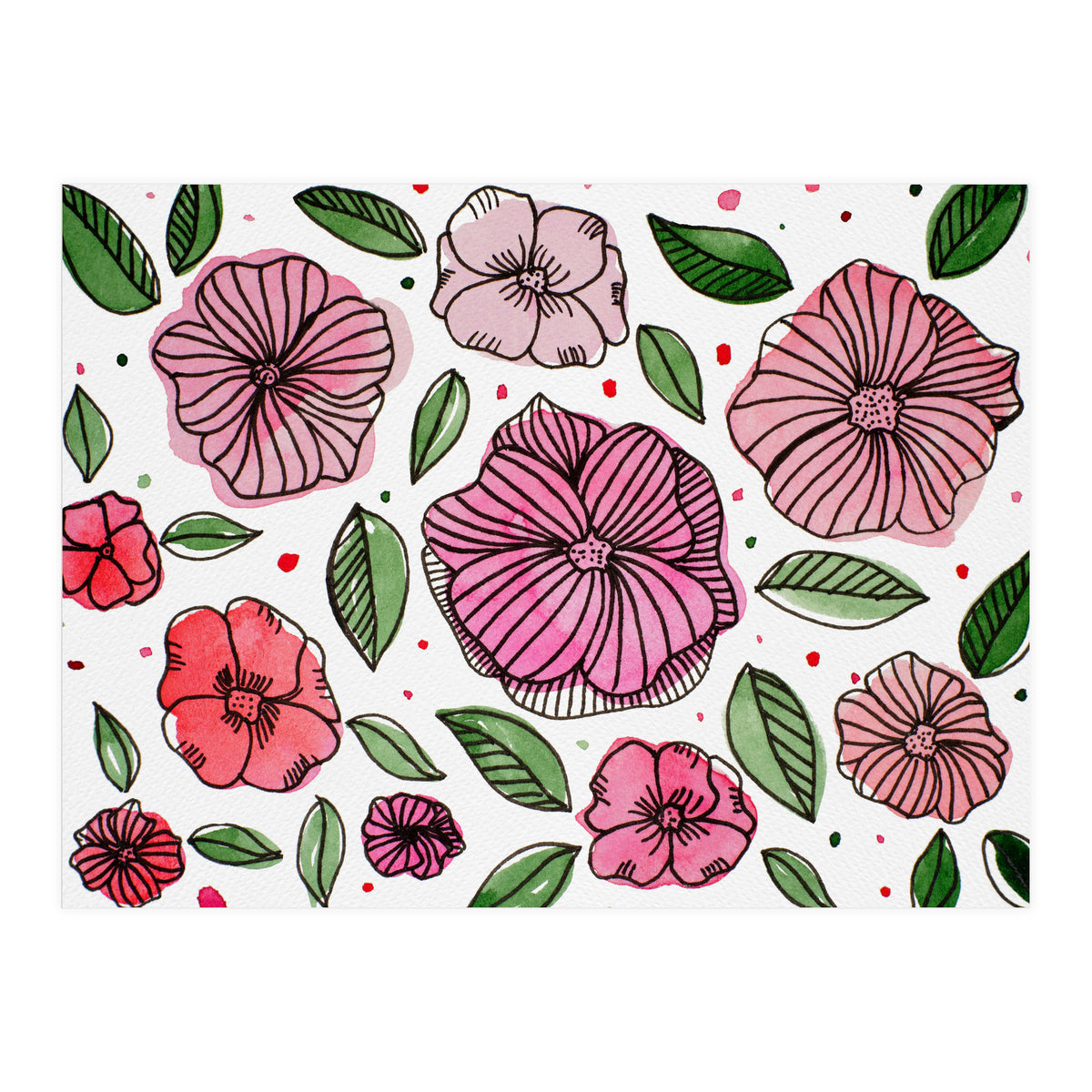 Watercolor And Ink Florals (Print Only)