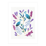 Folk Art Peacocks | Blue (Print Only) thumbnail