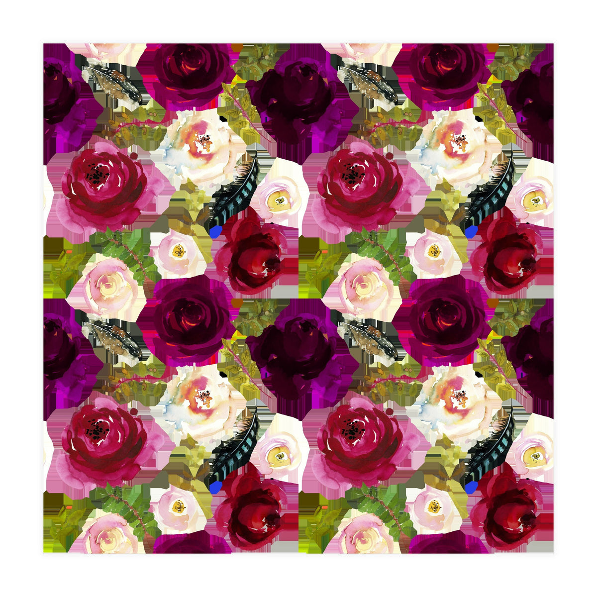 Water Colour Rose Pattern (Print Only)