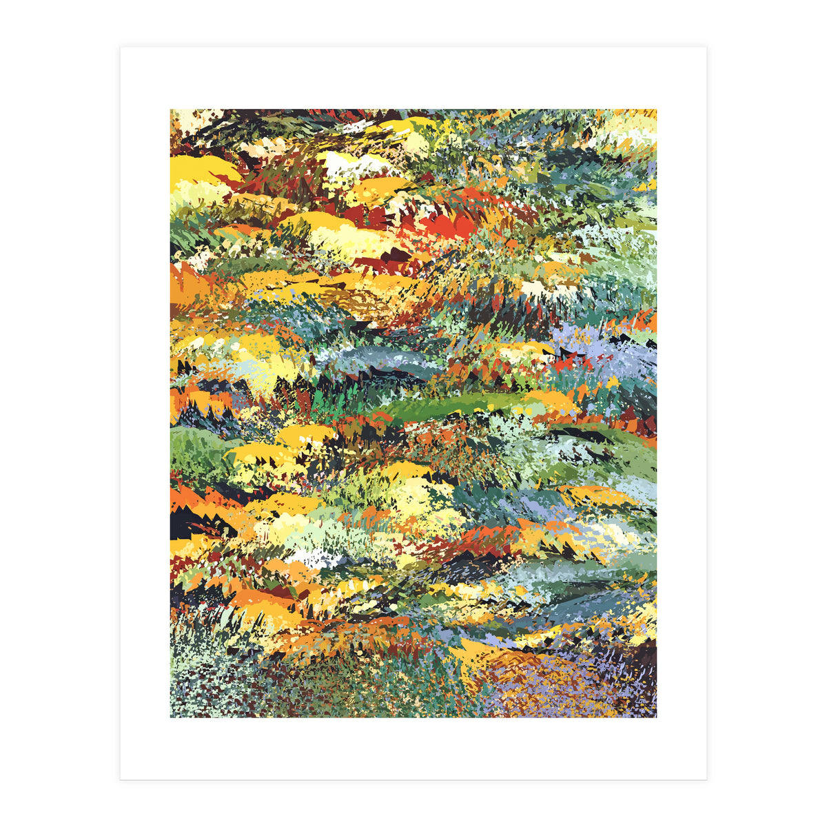 Autumn Forest, Nature Jungle Painting, Botanical Plants Abstract Illustration, Contemporary Modern Boho (Print Only)