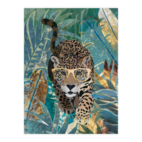 Jaguar in the gold and green tropical jungle (Print Only)