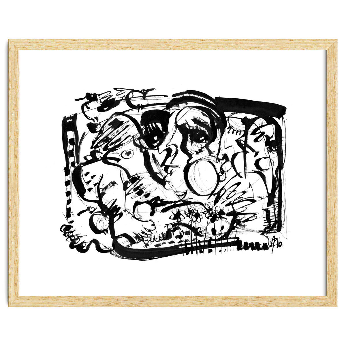 Birds and Flowers - b&w