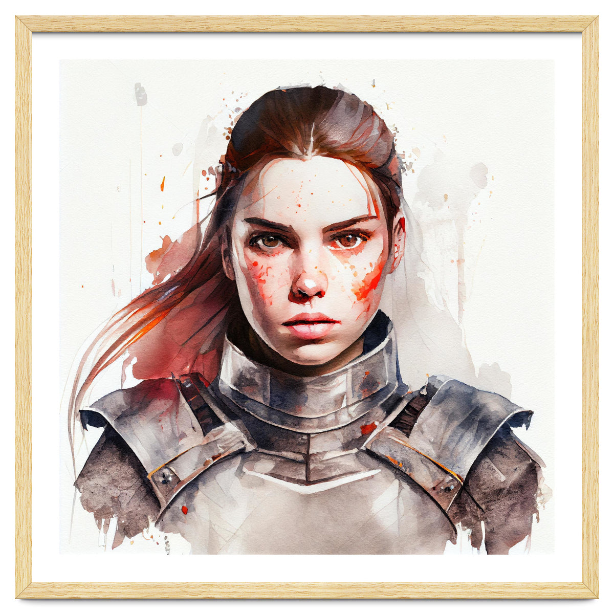 Watercolor Medieval Soldier Woman #2