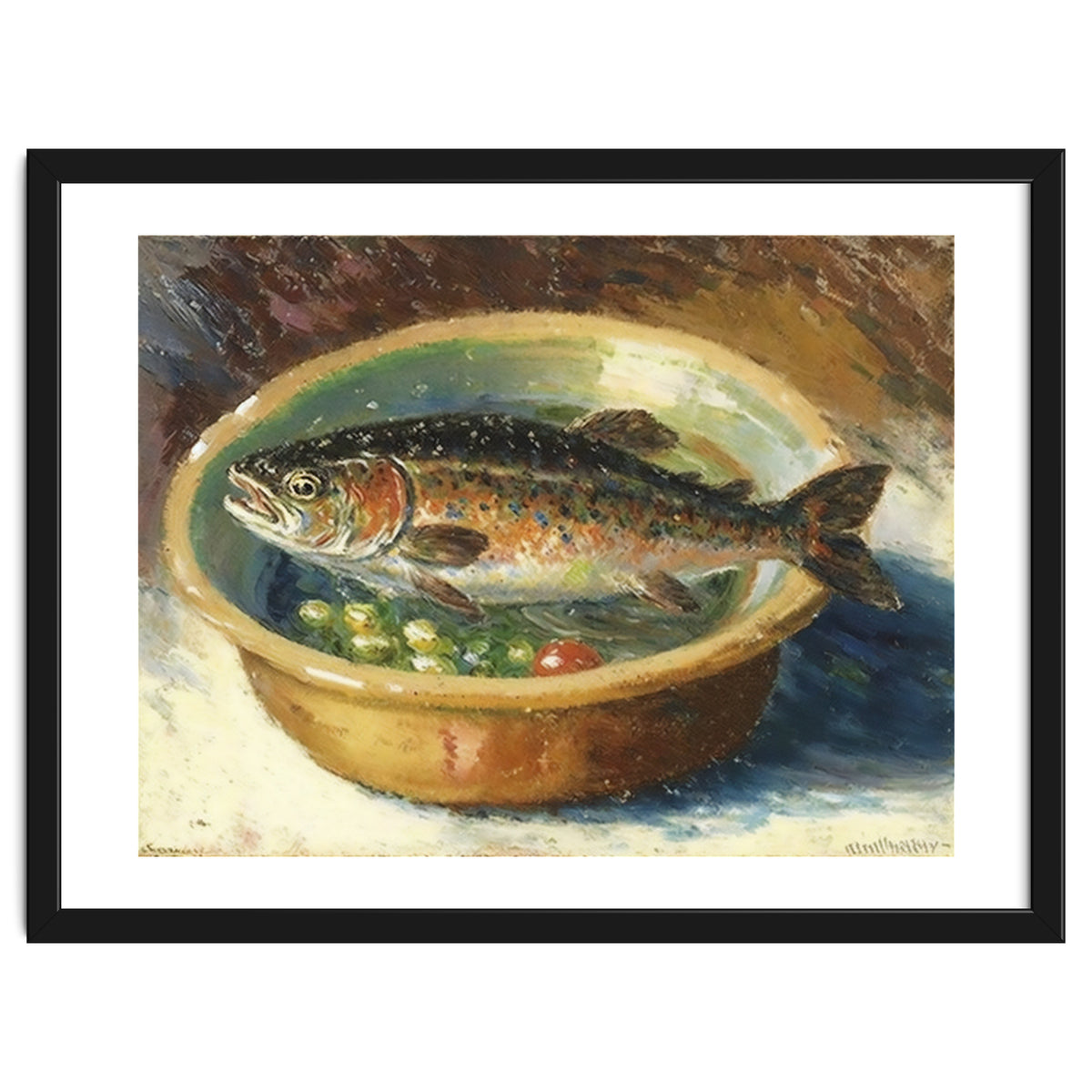 Trout in a Bowl Oil Painting