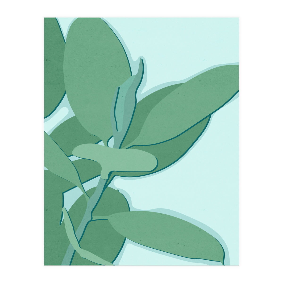 Minimal Rubber Tree Leaves - Greener Eden (Print Only)