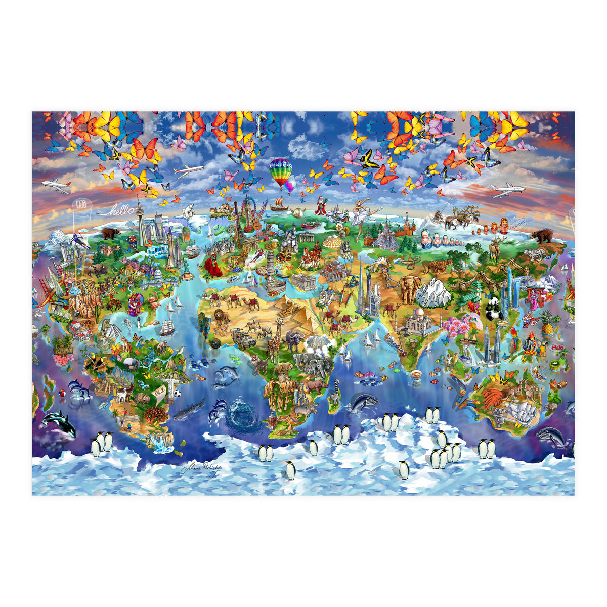 World Wonders Illustrated Map (Print Only)