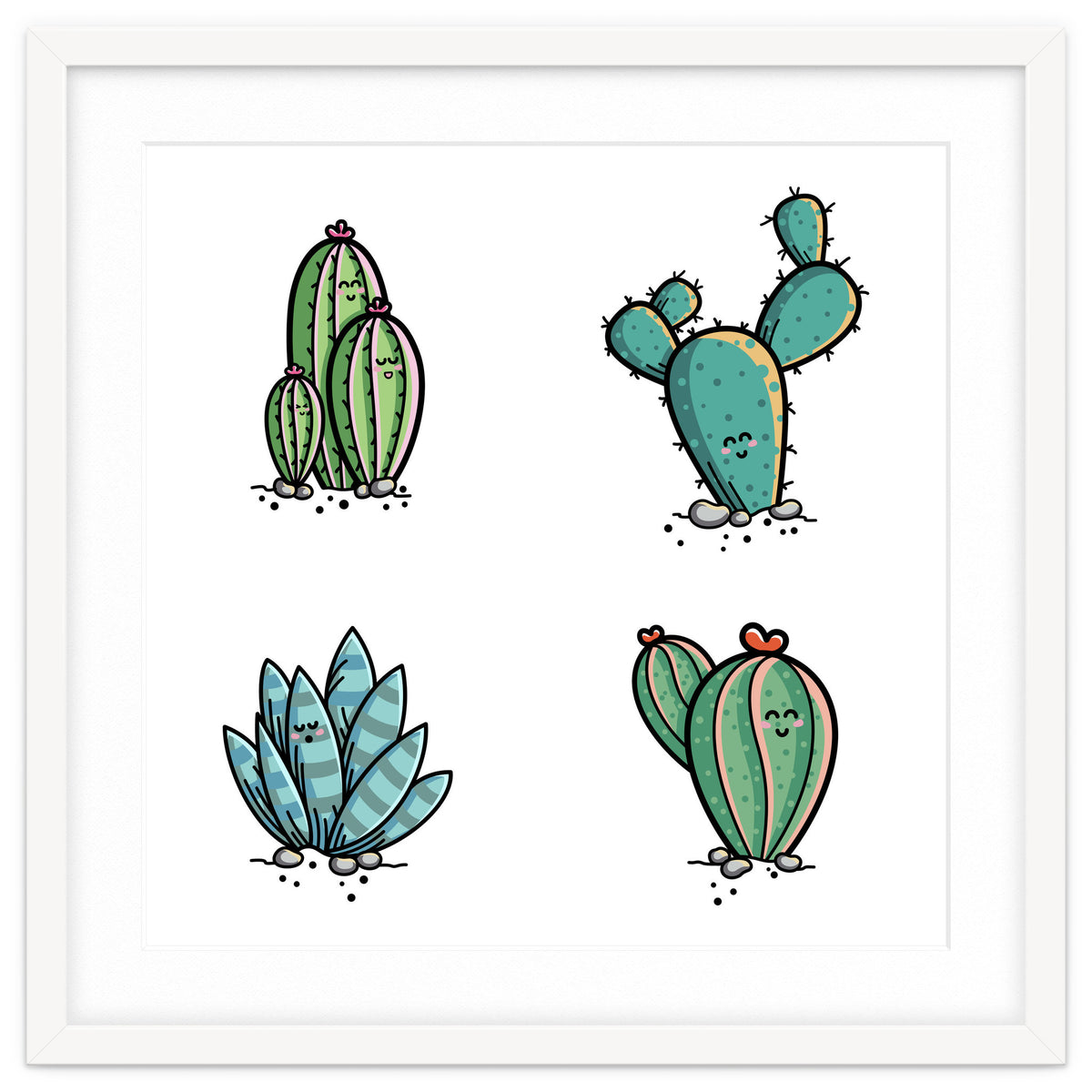 Kawaii Cute Cacti Desert Plants