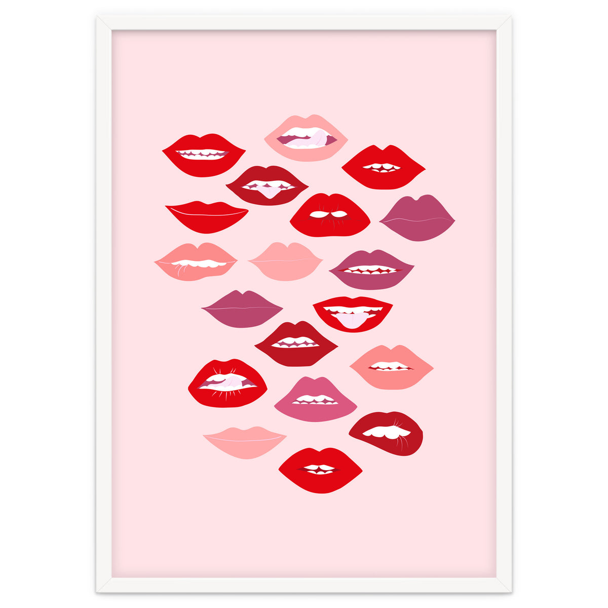 Lips Red with Pink Background