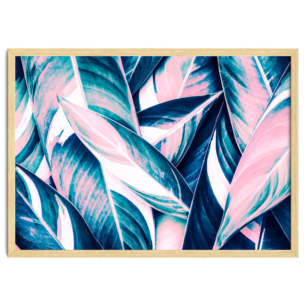 Botanical leaf pink and blue
