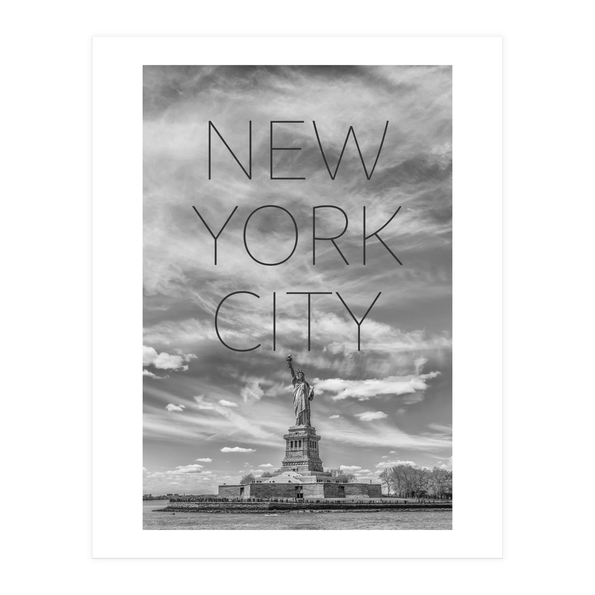 NYC Statue of Liberty | Text & Skyline (Print Only)
