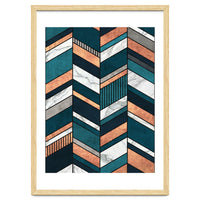 Abstract Chevron Pattern - Copper, Marble, and Blue Concrete