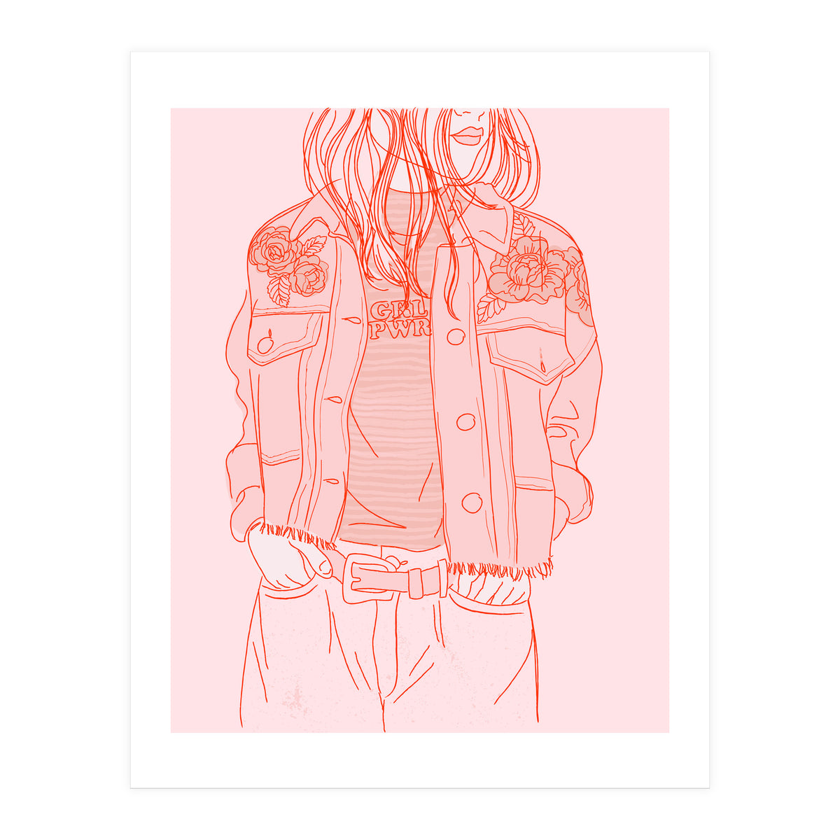 Pink Jeans Jacket  (Print Only)