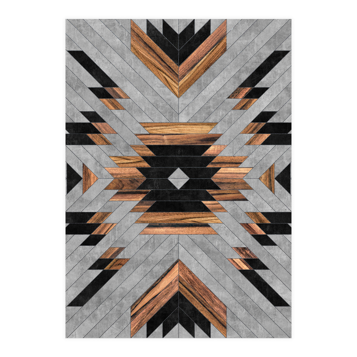Urban Tribal Pattern No.6 - Aztec - Concrete and Wood (Print Only)