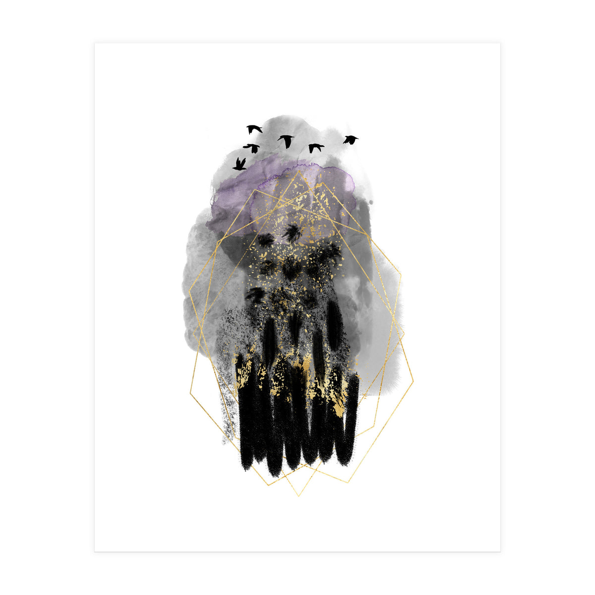 Abstract watercolour calm before the storm (Print Only)