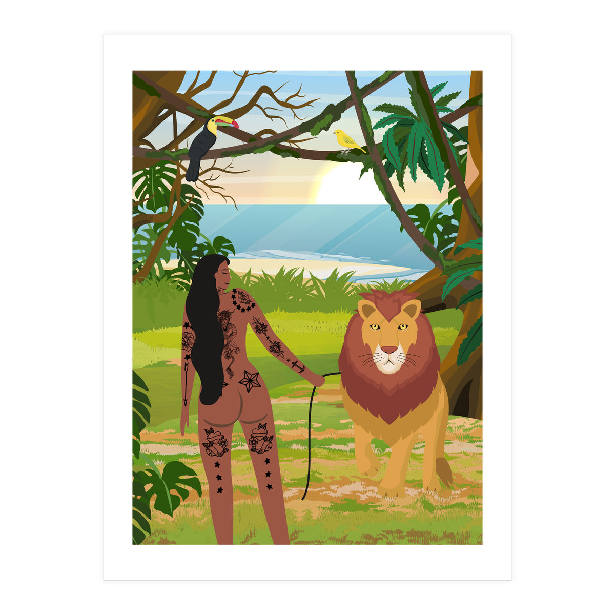 Boho Girl with Lion (Print Only)