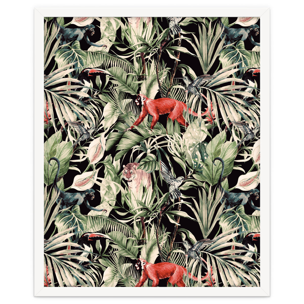 Animals In The Dark Of The Jungle